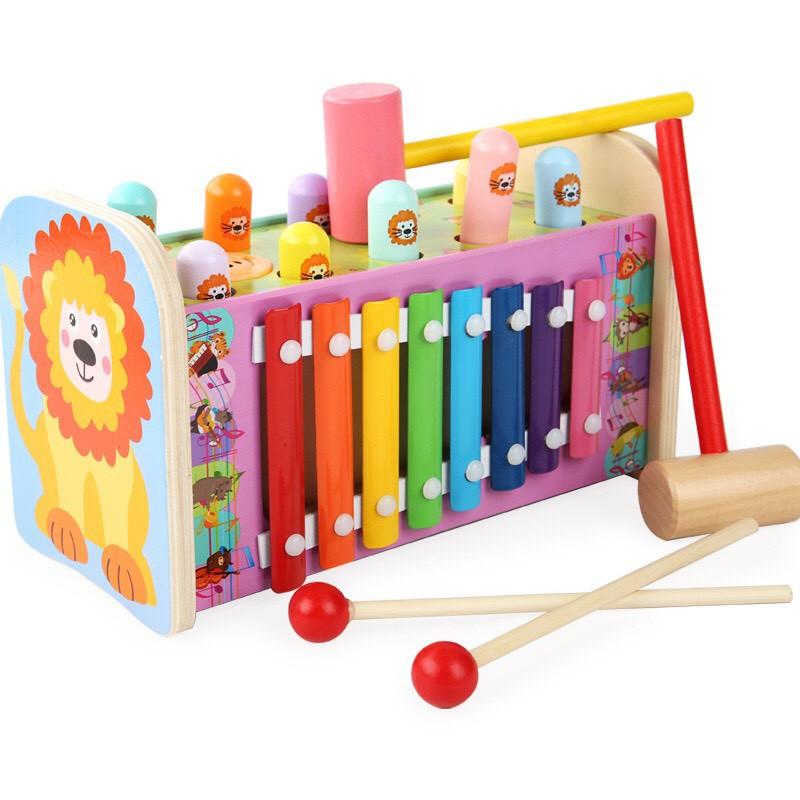 Đồ Chơi Gỗ Đập Chuột Kèm Đàn Xylophone Kết Hợp Luồn Mê Cung Phát Triển Trí Tuệ/