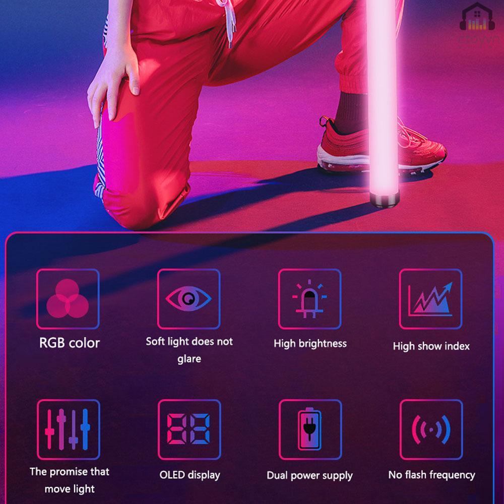 Gậy đèn RGB cầm tay có thể sạc lại cổng USB dùng chụp ảnh đám cưới