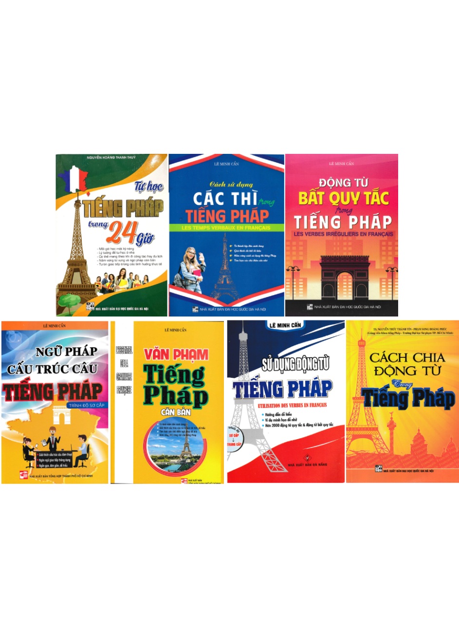 Combo Sách Học Tiếng Pháp Cho Người Mới Bắt Đầu + Tự Học Tiếng Pháp Trong 24 Giờ + Cách Sử Dụng Các Thì Trong Tiếng Pháp + Động Từ Bất Quy Tắc Trong Tiếng Pháp (Bộ 7 Cuốn) - HA