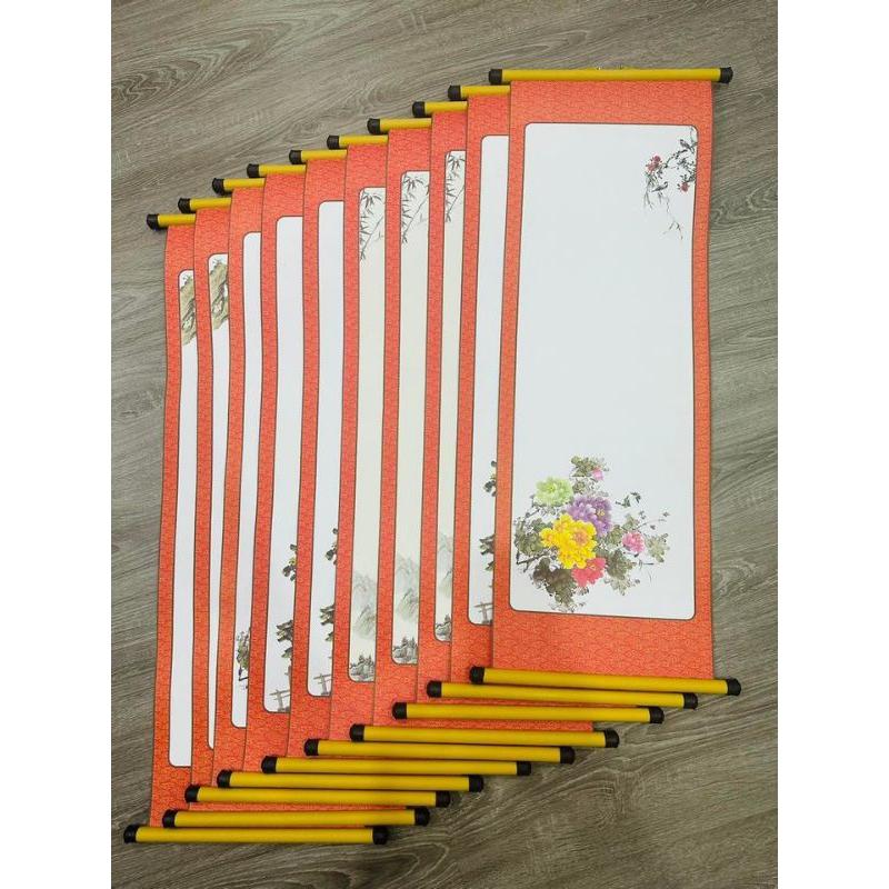 combo 10 Giấy viết thư pháp có nẹp treo. Giấy viết thư pháp 27x80cm