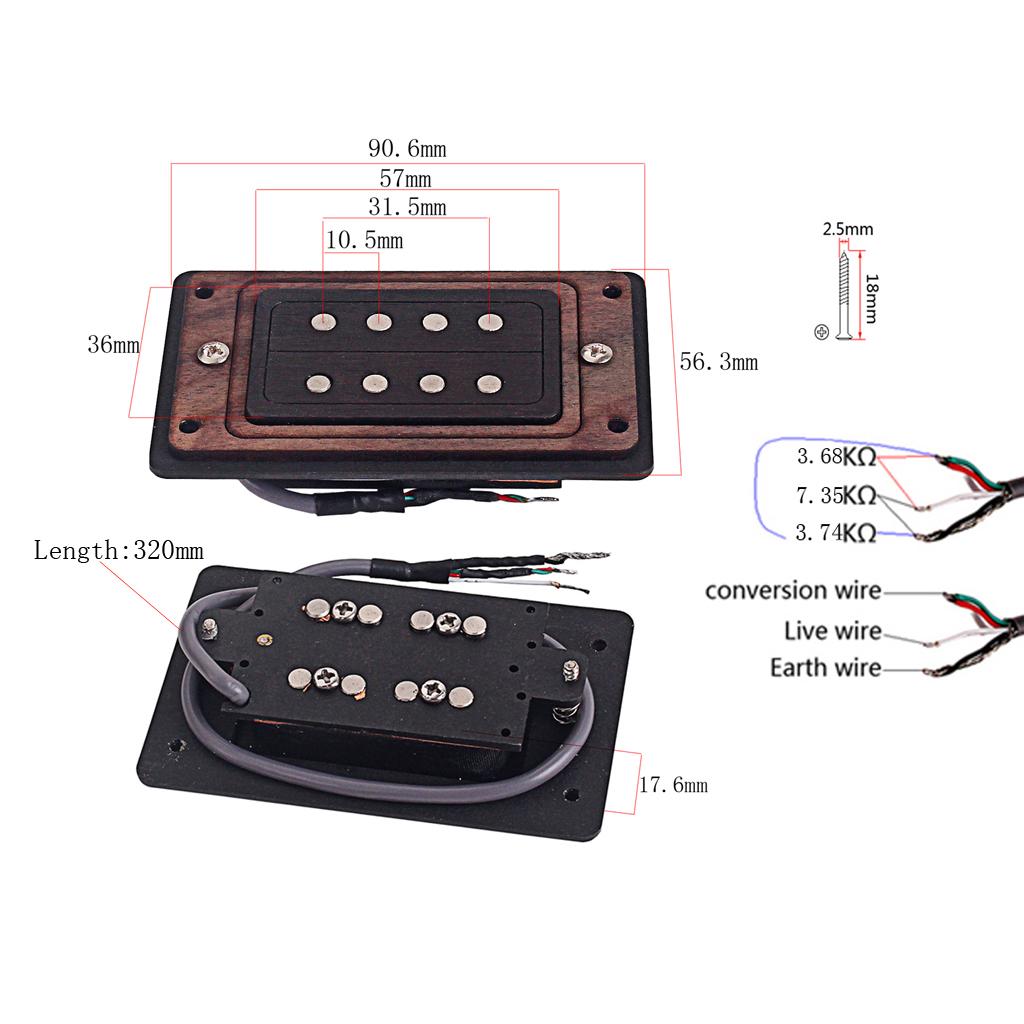 1 Set 4-String Humbucker Pickup With Screws For Cigar Box Guitar/Electronic Ukulele DIY