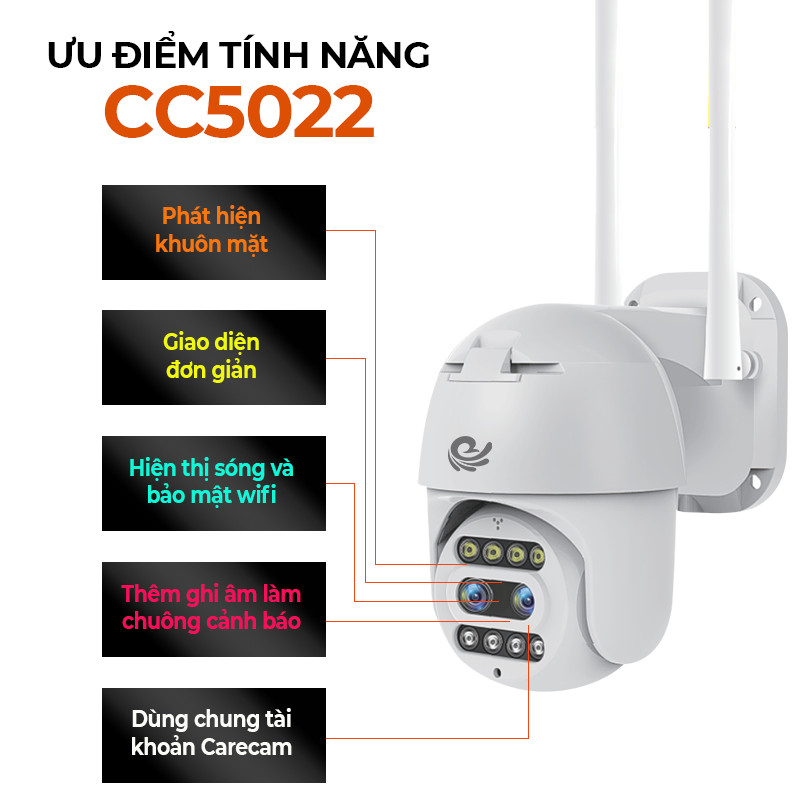 Camera WIFI Xoay Ngoài Trời Chống Nước Việt Star Quốc Tế 2 Ống Kính, Độ Phân Giải 2K, Báo Động Nhận Diện Khuôn Mặt - Hàng Chính Hãng