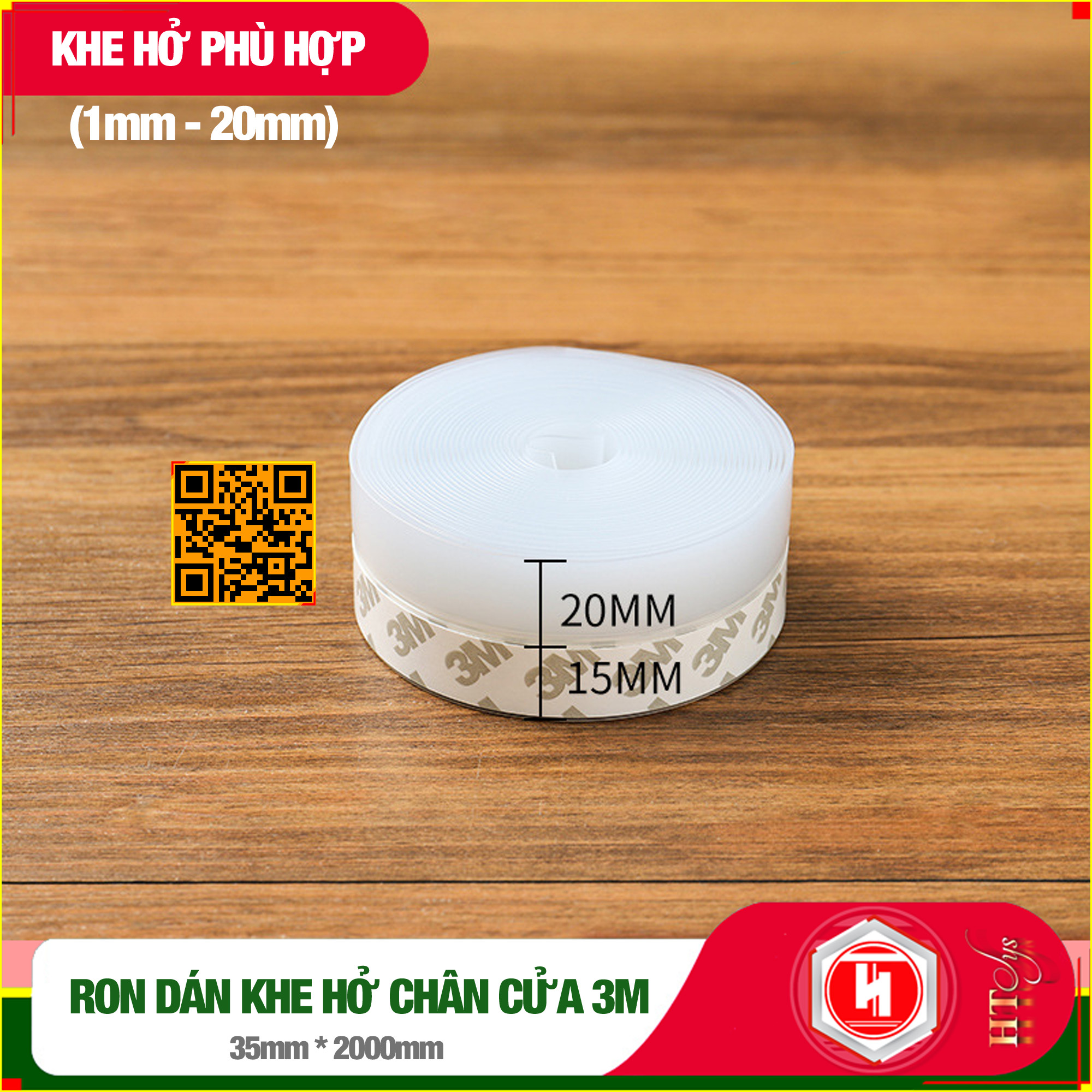 Cuộn Ron Dán Che Khe Cửa,Chân Cửa HT SYS - Lớp Keo Dán 3M Chống Nước - Chống Gió Lùa - Chống Ồn - Bụi Bẩn - Ngăn Côn Trùng -  Cuộn 25mm/35mm/45mm Dài 2 Mét