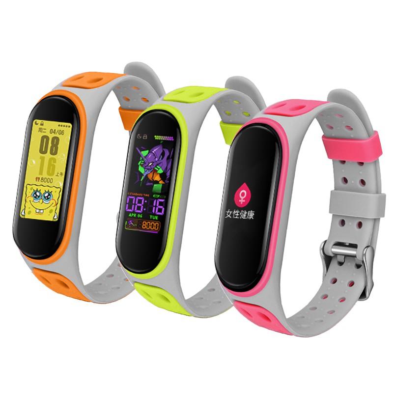 Dây Silicon cao cấp hai khóa nhiều màu sắc dành cho Xiaomi Miband 5