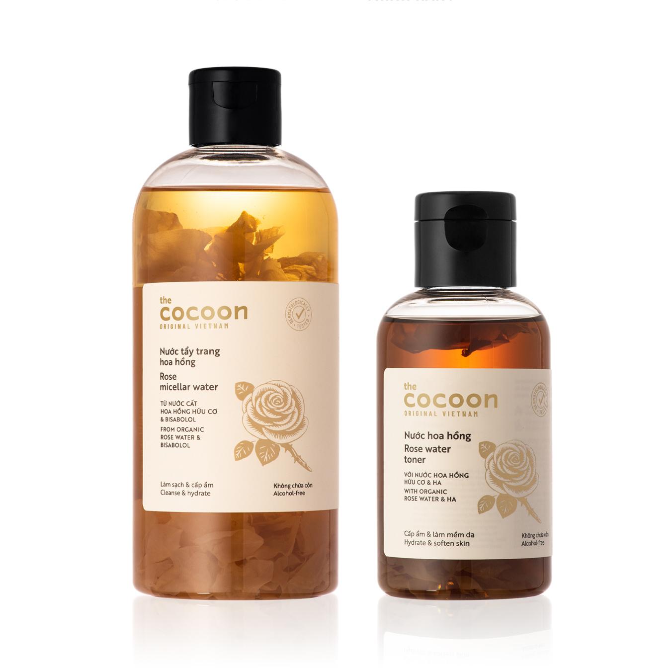 Combo Nước tẩy trang hoa hồng Cooon 300ml + Nước hoa hồng Cocoon 140ml