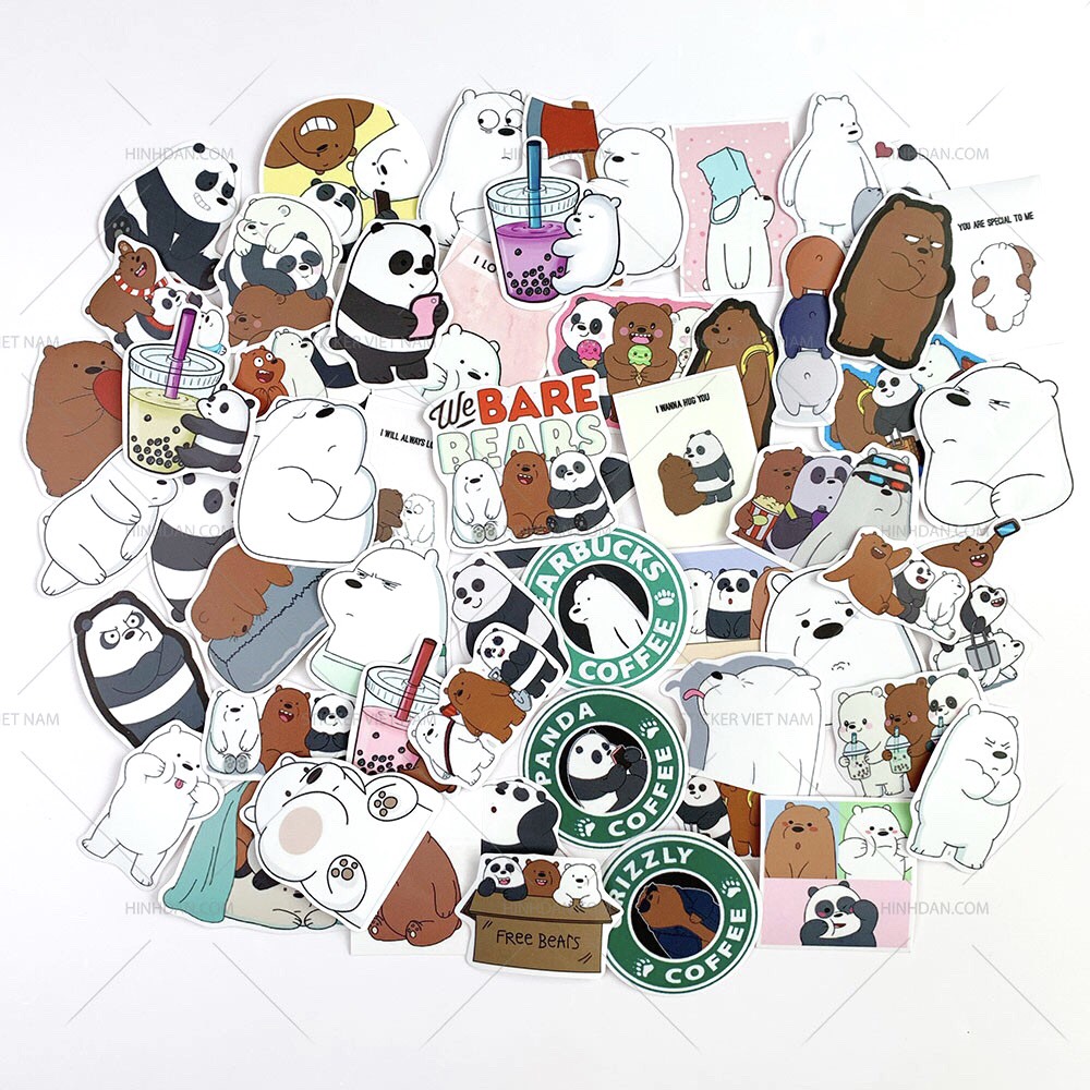 Set 30 sticker We Bare Bears (Chúng tôi đơn giản là Gấu) - Giao mẫu ngẫu nhiên