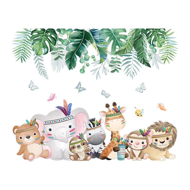 Sticker Giấy Dán Tường Decal Dán tường Tranh Dán Tường Trang Trí Tường Mẫu Sở Thú Của Bé ZH95