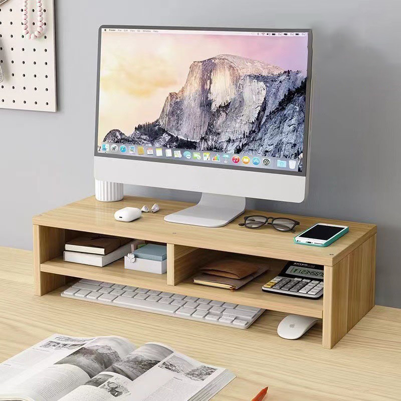 Kệ Gỗ Để Màn Hình Máy Tính 2 Tầng Đa Năng Kết Hợp Để Sách, Bàn Phím Và Chuột Gỗ MDF Chống Thấm Cao Cấp