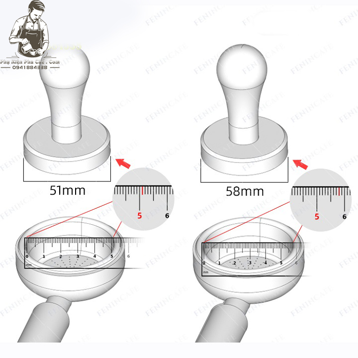 Temper, Tamper, Tay Nén Cà Phê Inox Cao Cấp 58MM