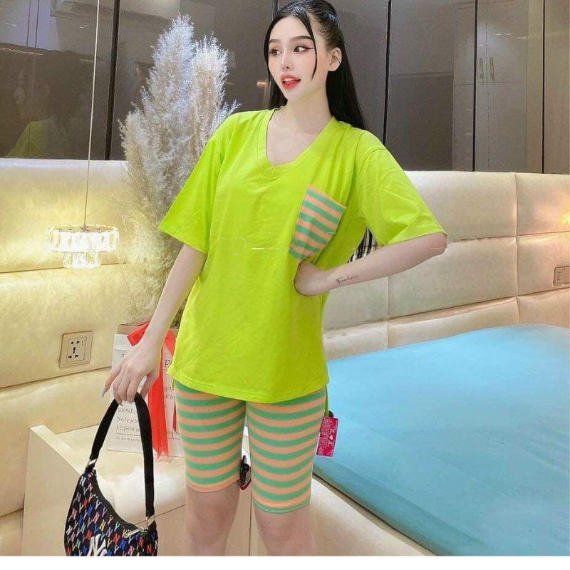 Đồ Bộ Nữ Eshop Đồ Bộ Mặc Nhà Nữ Bigsize Quần Lửng Ngố Thun Gân Thể Thao Trung Niên Đẹp Dễ Thương Đi Chơi Ngủ Cute Db51
