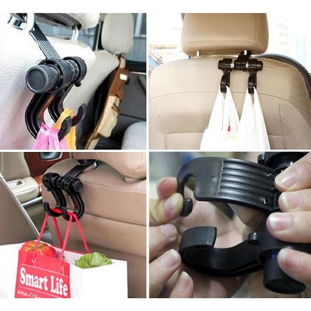 Set 2 Móc Đôi Treo Đồ Gắn Ghế Sau Xe Hơi Tiện Dụng Giá Đỡ Chịu Sức Nặng Lớn Tiện Lợi Nhỏ Gọn