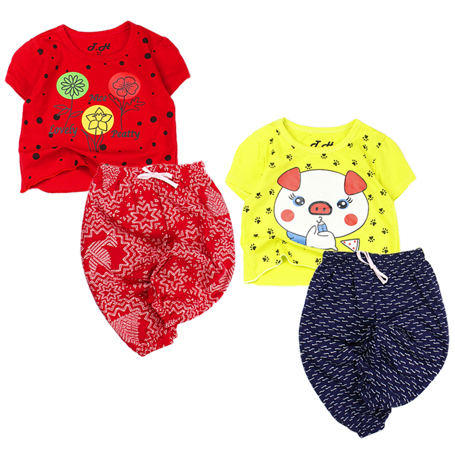 Bộ lửng áo croptpop in hình dễ thương 8 đến 18 kg cho bé gái 04225-04227