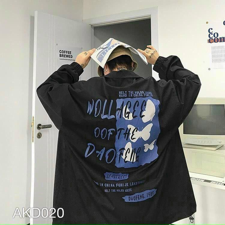Áo khoác dù nam nữ unisex kiểu sơmi form rộng, 2 lớp dày dặn