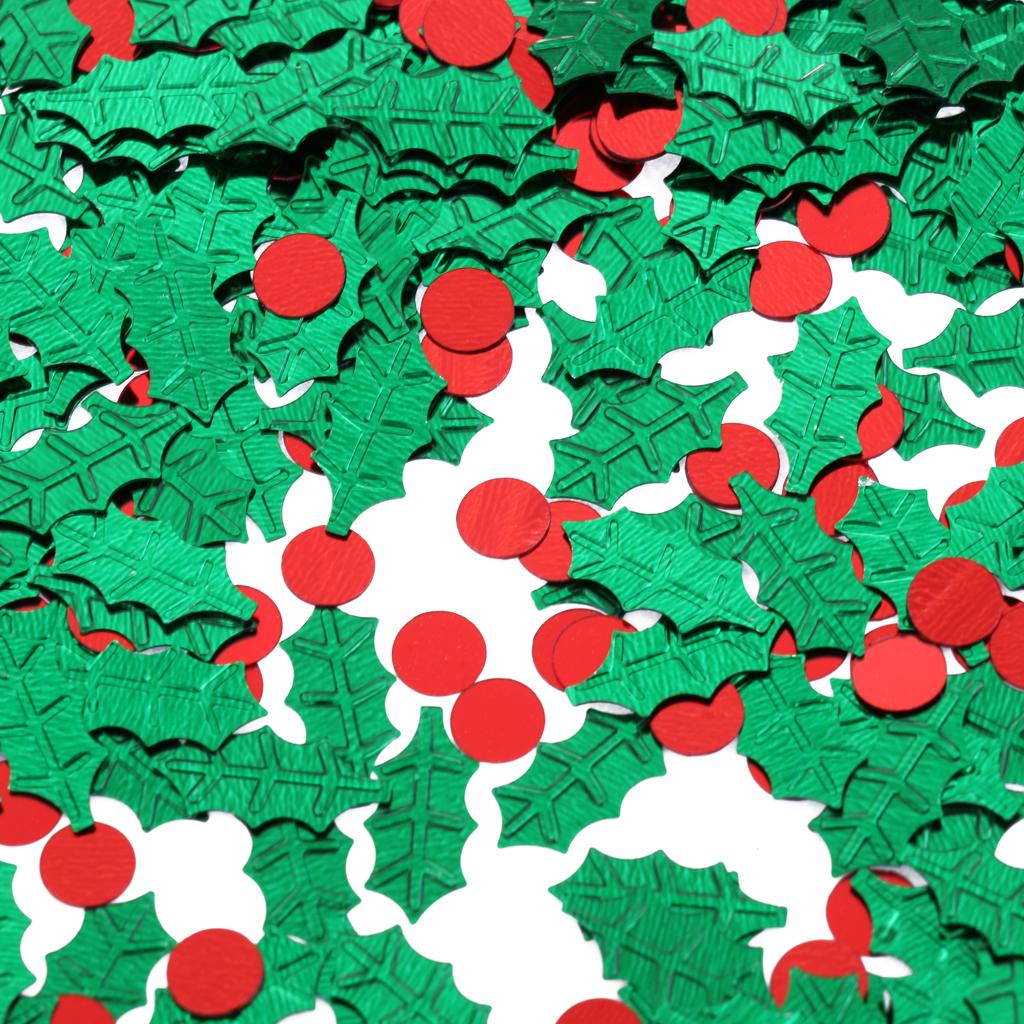 Christmas Green Holly Red Berries Table Sprinkles Party Decorations 15g