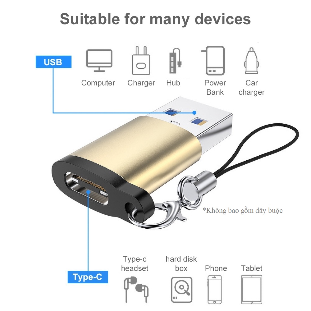 Đầu chuyển USB 3.0 sang Type C (âm) - Hàng chính hãng