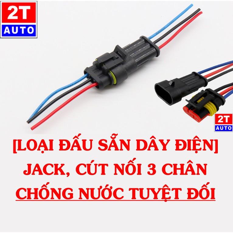 Đầu cút jack giắc nối dây điện 3 chân chống nước dùng cho xe máy xe hơi ô tô