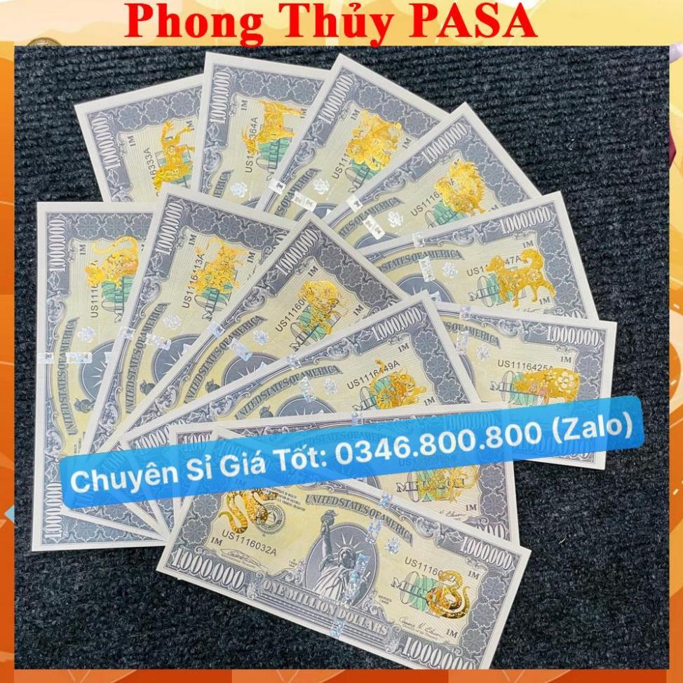 Tờ tiền 1 triệu đô Mỹ 12 con giáp mạ vàng, có bảo an phát quang, tặng bao lì xì