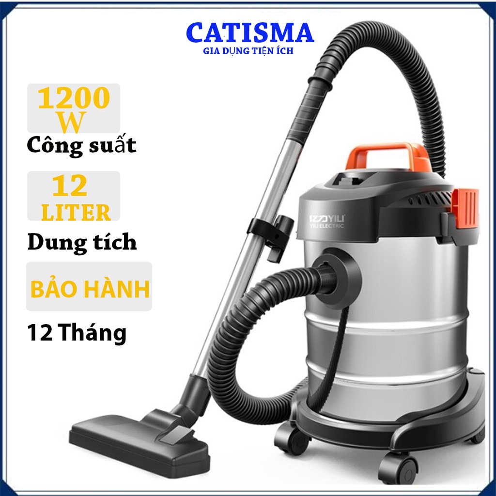 Máy hút bụi công nghiệp , Máy hút bụi gia đinh 12 Lít, Công suất 1200W, Hút và Thổi, hút khô hút nước