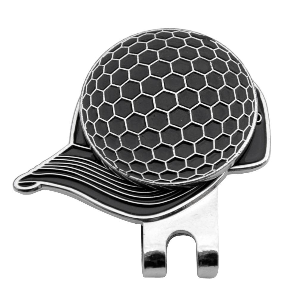 2xGolf   Pattern Alloy Golf Hat Clip with  Ball Marker  Black