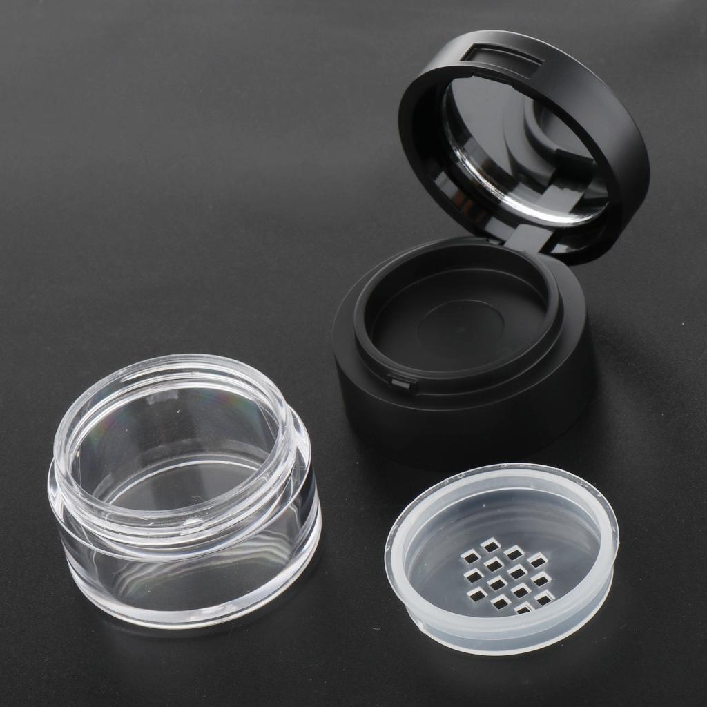 2x Empty Loose Powder Jar Refillable Cosmetic Container Travel Container