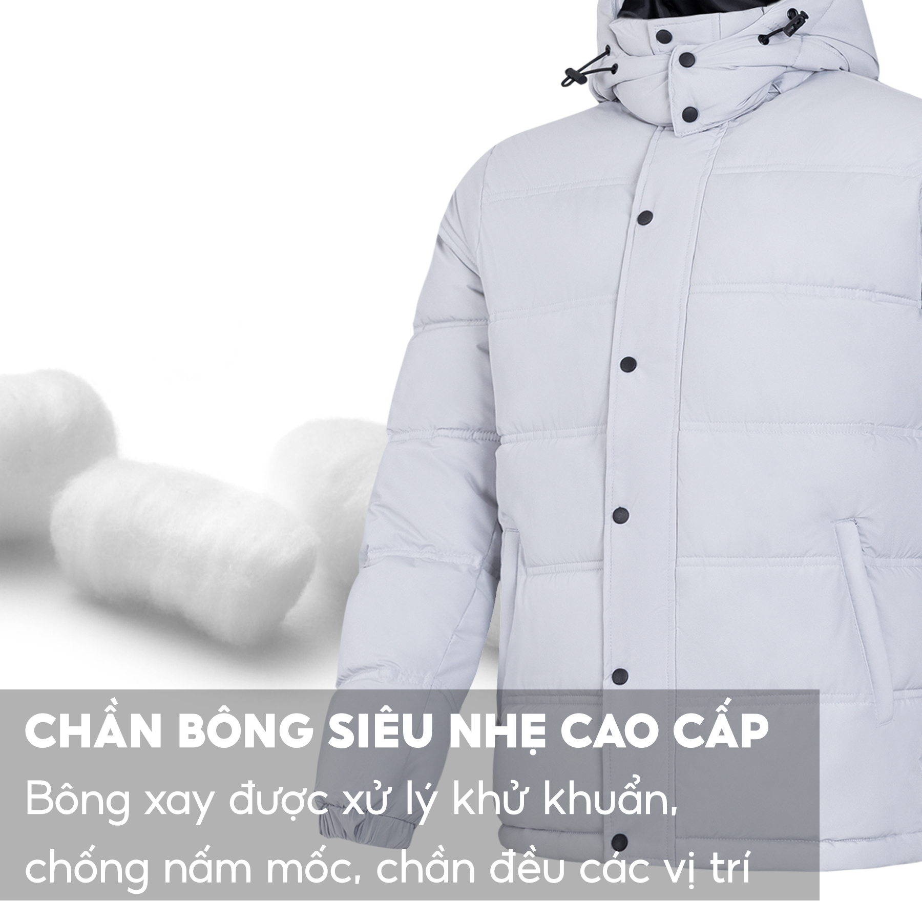 Áo Khoác Nam Chần Bông 5S FASHION, Dày Dặn, Thiết Kế Trơn Basic, Cúc Cài Nổi Bật