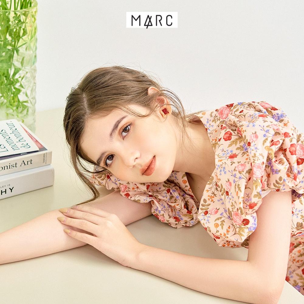 Đầm nữ MARC FASHION tay phồng cổ vuông họa tiết hoa 3 tầng