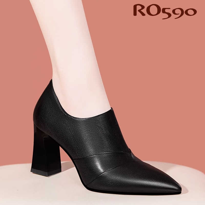 Boots thời trang nữ cổ thấp, da lì, mũi nhọn ROSATA RO590 - 7p - HÀNG VIỆT NAM - BKSTORE