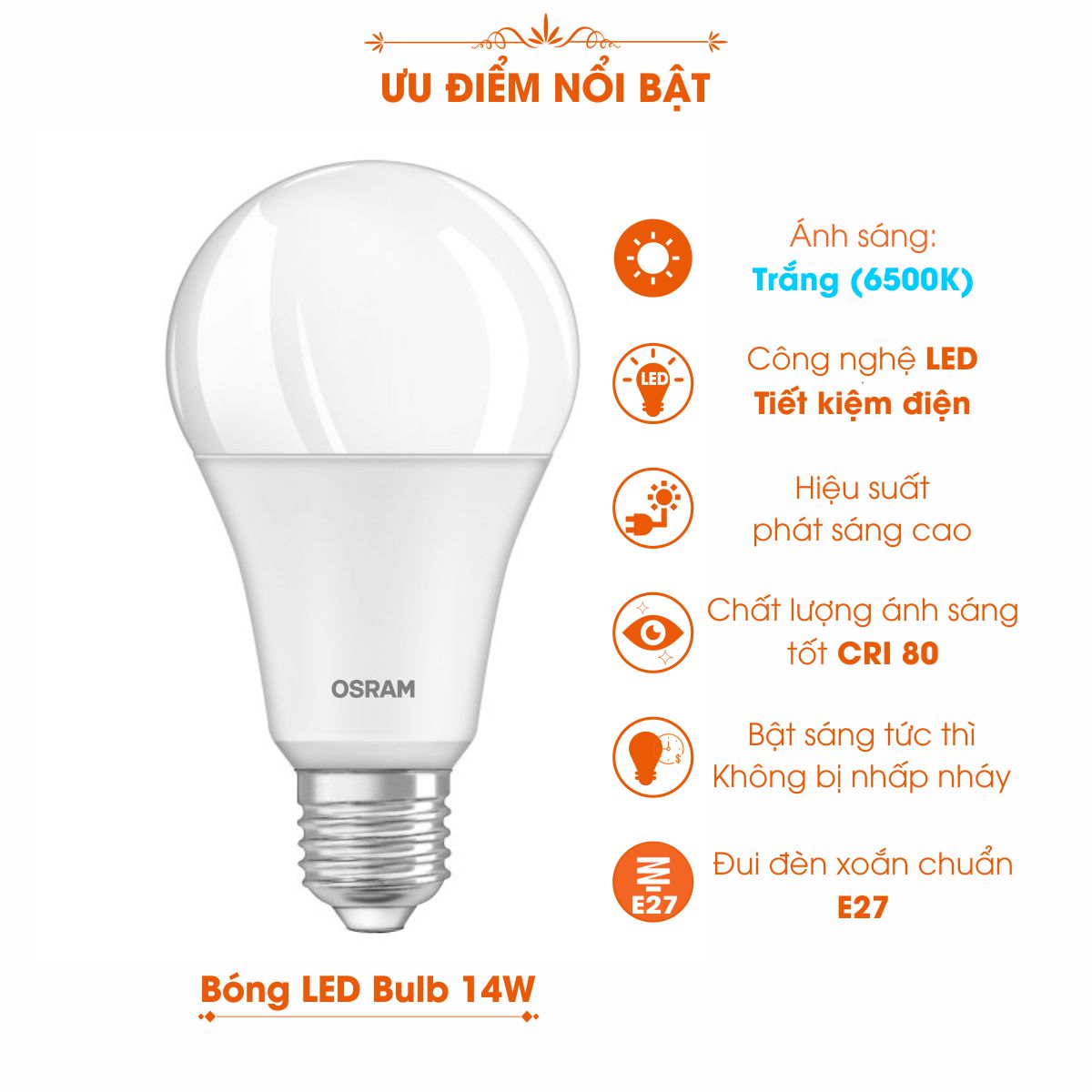 Bóng đèn LED Bulb E27 ECO CLASSIC A 14W OSRAM