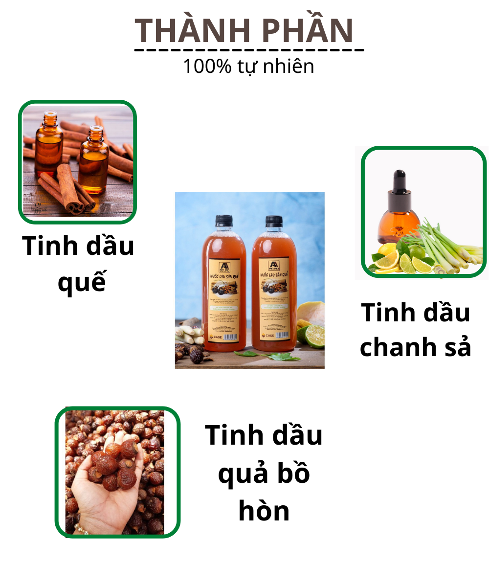 Combo 2 chai nước lau sàn hữu cơ hương quế An An ( 1000ml)| Xua đuổi côn trùng, nhà luôn thơm mát |