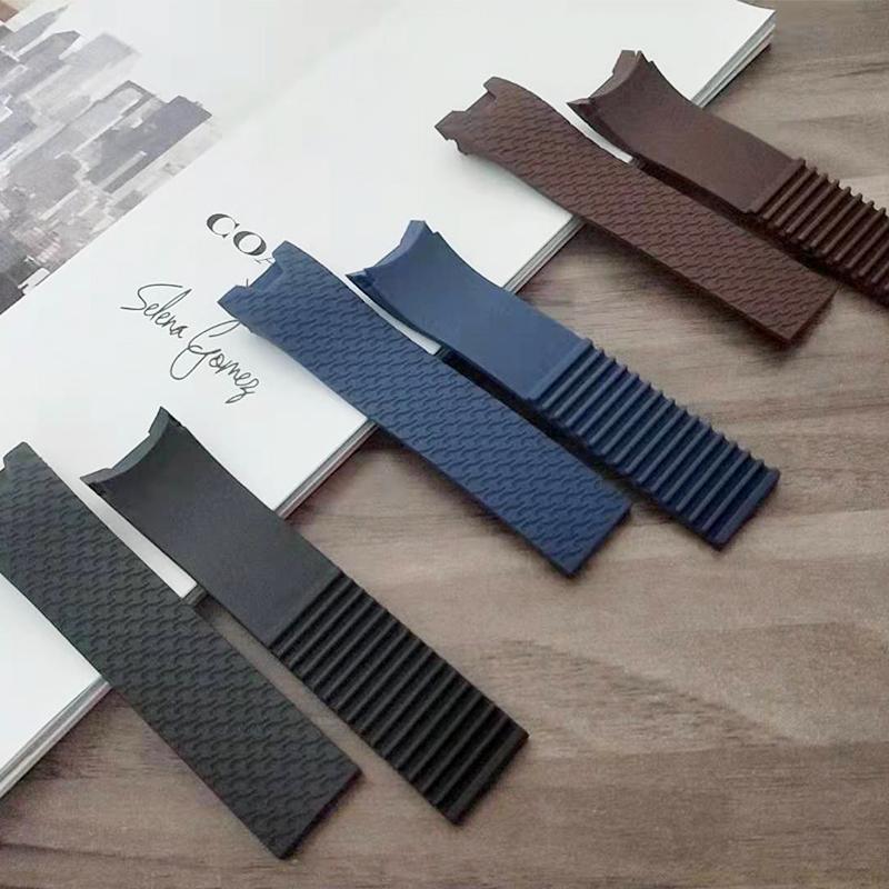 20x18mm Người Phụ Nữ Đen Nâu Xanh Dương Silicon Chống Thấm Nước Cao Su Thay Thế Dây Đồng Hồ Đeo Tay Dây Đeo Thắt Lưng Cho Ulysse Nardin đồng hồ Nữ dây