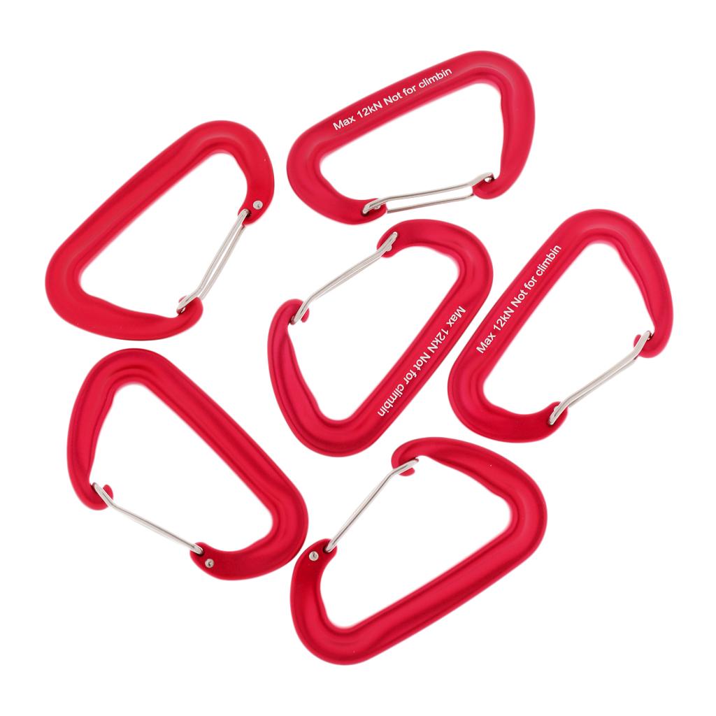 6 Pieces 2600lbs Aluminium Wire Gate Spring Clip Carabiners - Heavy Duty & Lightweight - for Hammock Camping Hiking Outdoor Backpacking