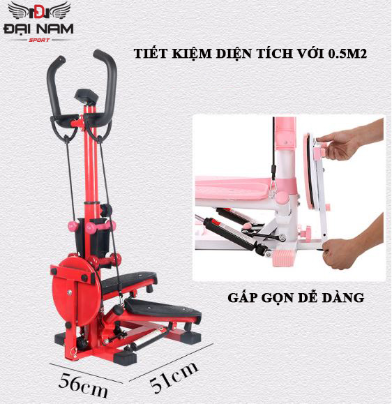 Máy Chạy Bộ Tại Chỗ Đếm Bước Kiểu Dáng Mới Nhất Tích Hợp Đĩa Xoay Eo-Tạ Tập Tay-Dây Kéo Tay Đại Nam Sport