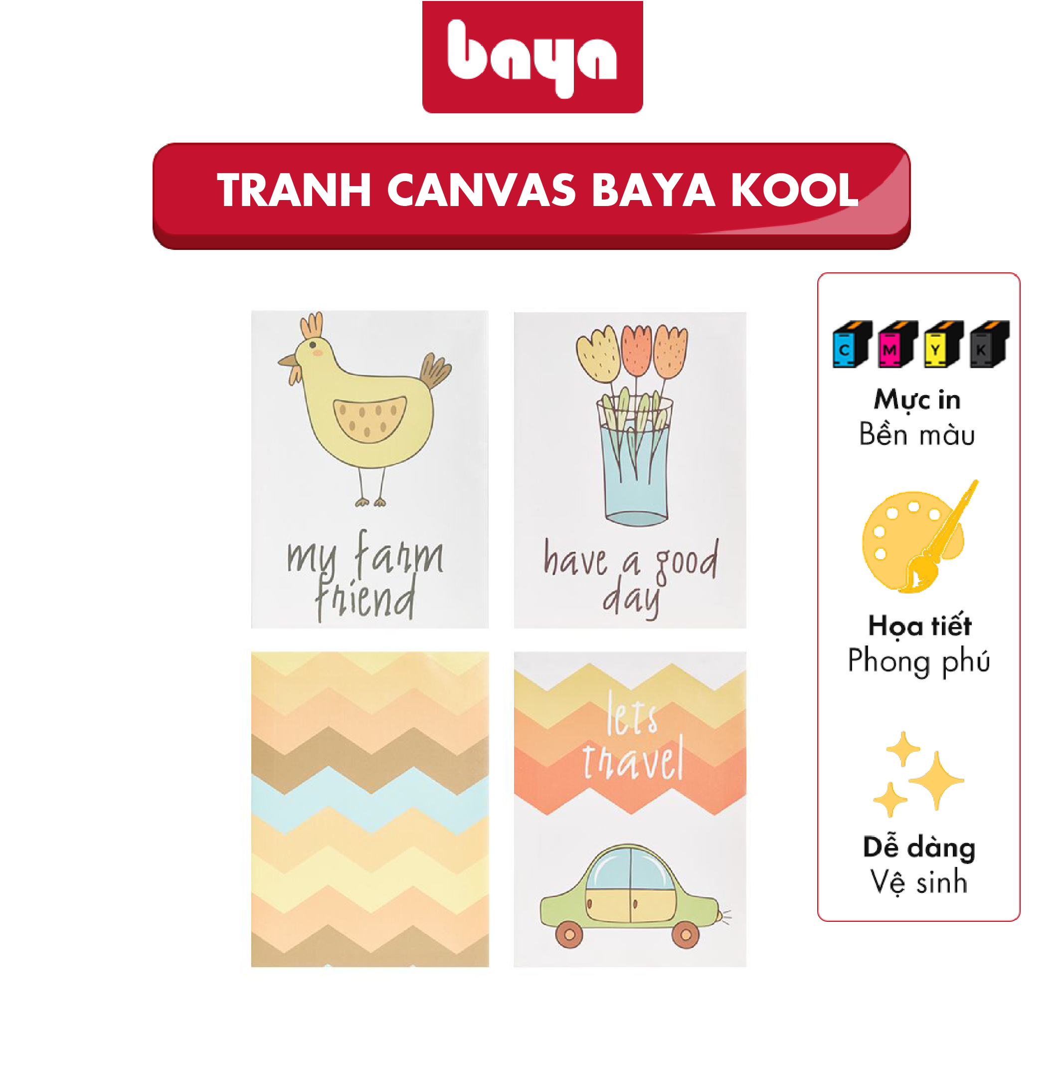 Tranh Canvas Treo Tường BAYA KOOL Tranh Trang Trí Làm Từ Vải Canvas Có Độ Bền Cao, Không Sợ Mối Mọt 2000195