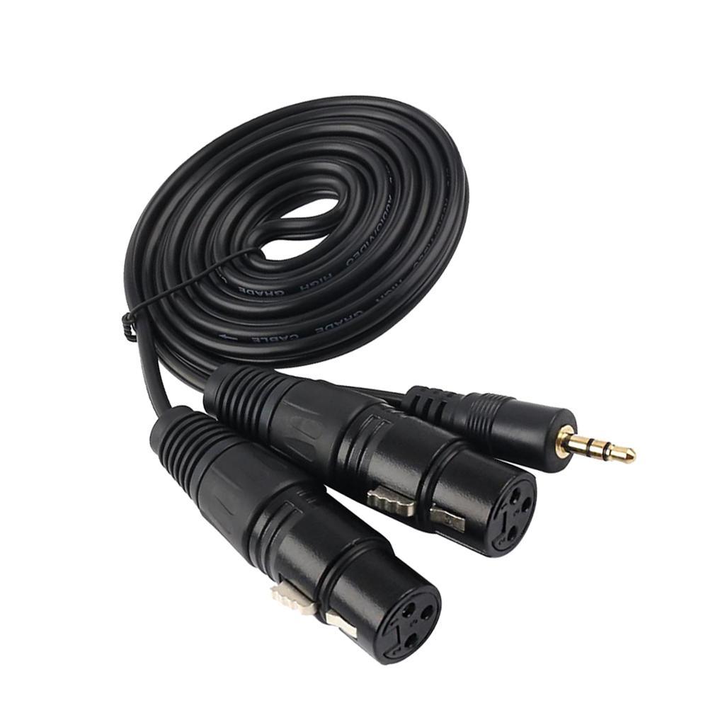 3.5mm Mini   Stereo  2 Dual XLR 3   Splitter Cable 1.5m