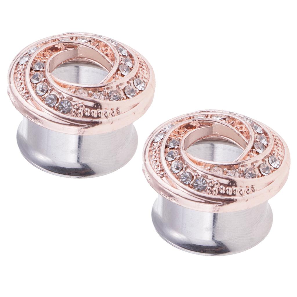 Stainless Piercing Round Ear Expanders Rose Gold Ear Piercing Jewelry  6mm