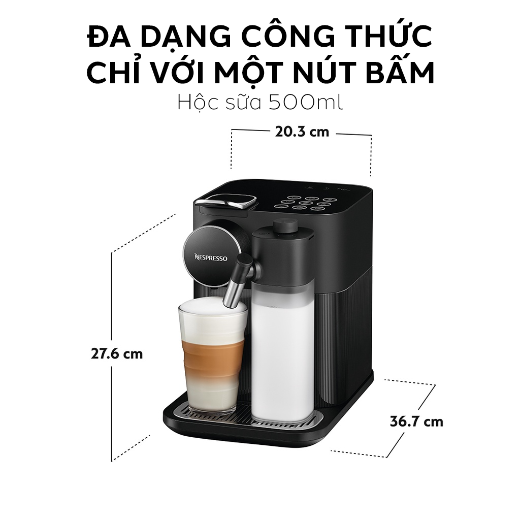 Máy pha cà phê Nespresso Gran Lattissima Đen - Hàng chính hãng