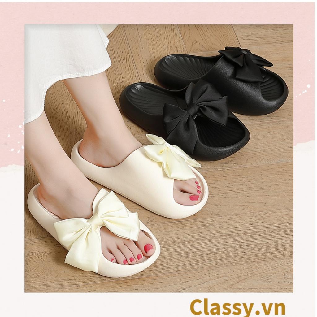 Dép quai ngang thắt nơ Classy dành cho nữ, đi trong nhà, đi biển, đi spa tiện lợi G1253 - XANH LÁ