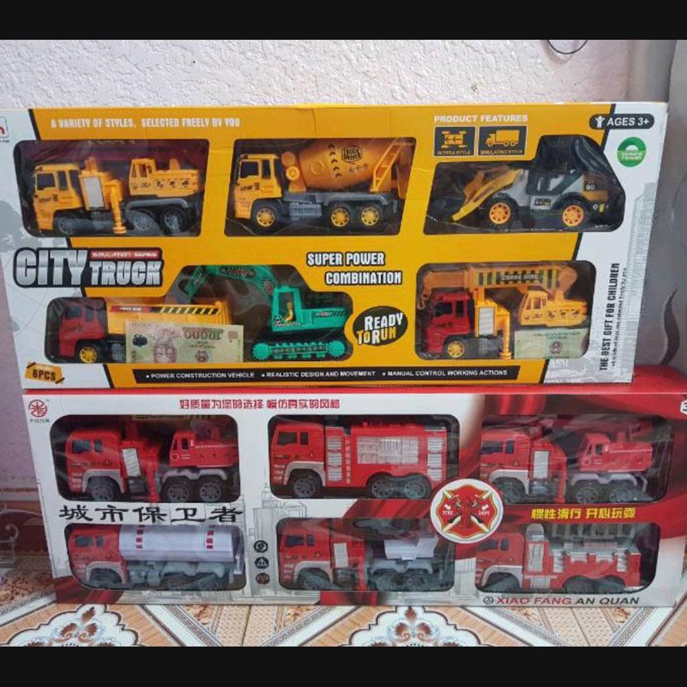 Ô TÔ Đồ Chơi Trẻ Em, Set 6 Xe Công Trình cỡ lớn, Cứu Hoả, Ô Tô Đồ Chơi Cho Bé, Quà tặng sinh nhật dành cho bé