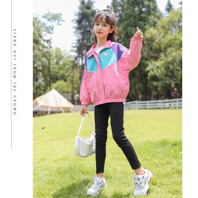 AK64 Size120-170 Áo khoác gió bé gái-chất gió đẹp mịn Thời trang trẻ Em hàng quảng châu