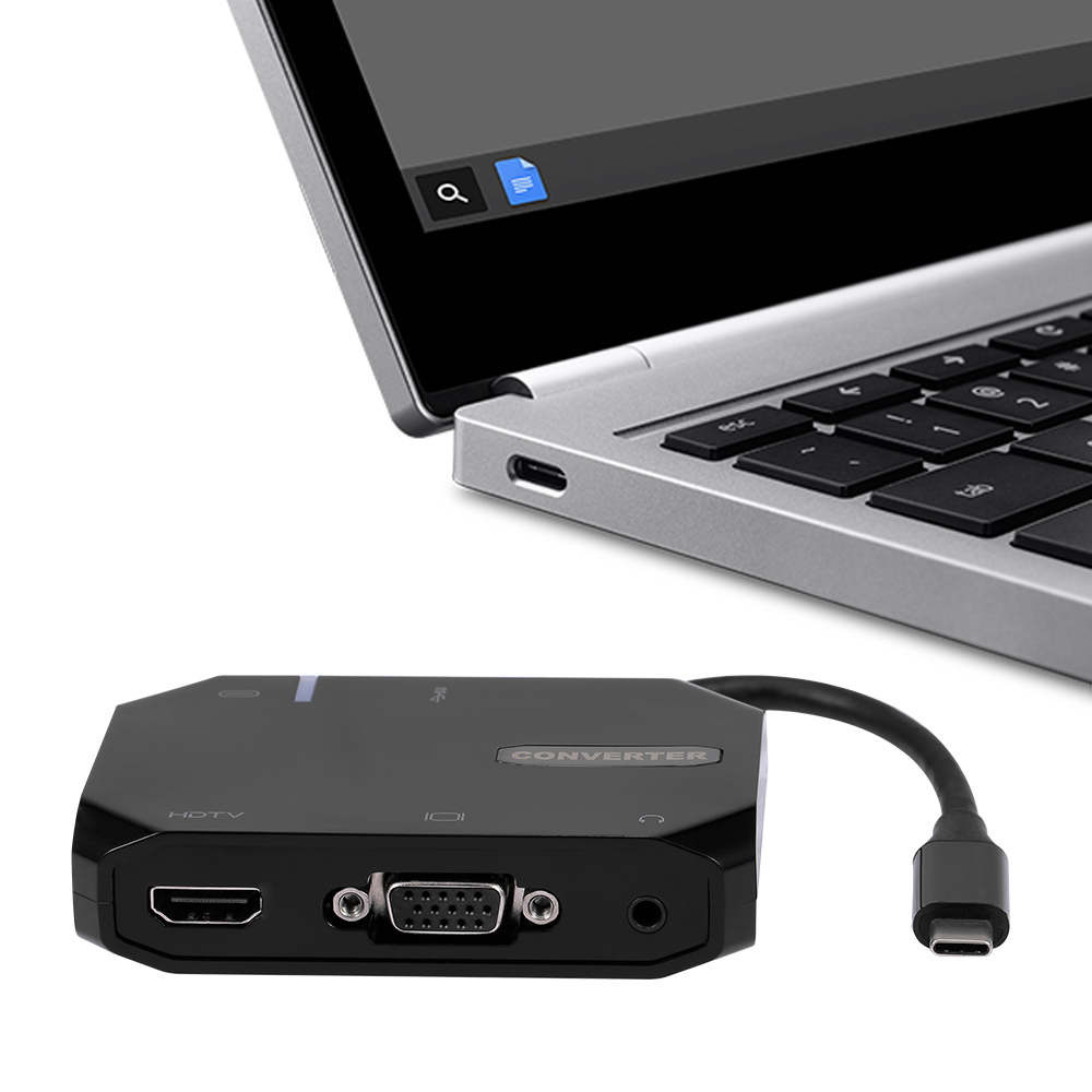 Hub USB Type-C ra 5 cổng HDMI/VGA/ AV/ USB/ PD cho Macbook, Smartphone - UTH51A30