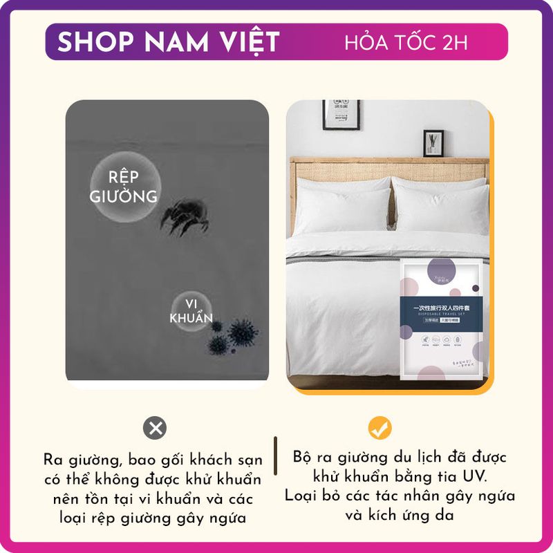 Bộ Ga Giường, Vỏ Chăn Gối Dùng Một Lần Đi Du Lịch