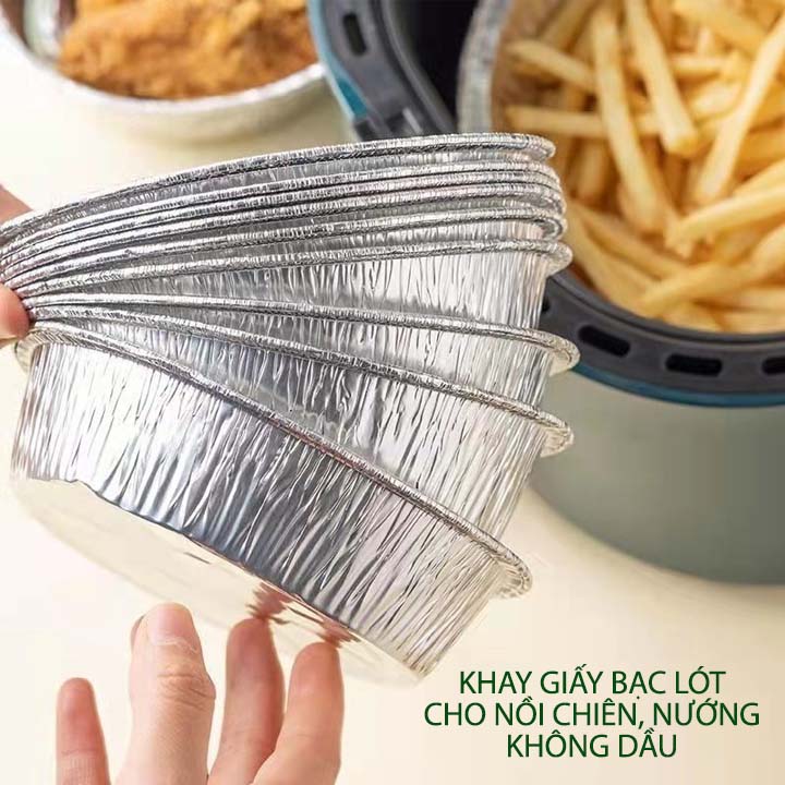 SET 10 Khay giấy bạc lót nồi chiên, nướng không dầu tiện dụng, loại 7inch-8inch tùy chọn