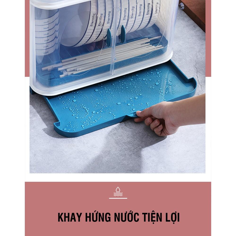 Kệ chén bát nắp đậy nhựa ba tầng có nắp đậy KB03