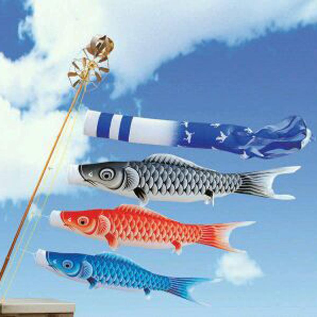 2 Pieces 150cm Japanese Windsock Carp Flag Koi Nobori Sailfish Wind Streamer