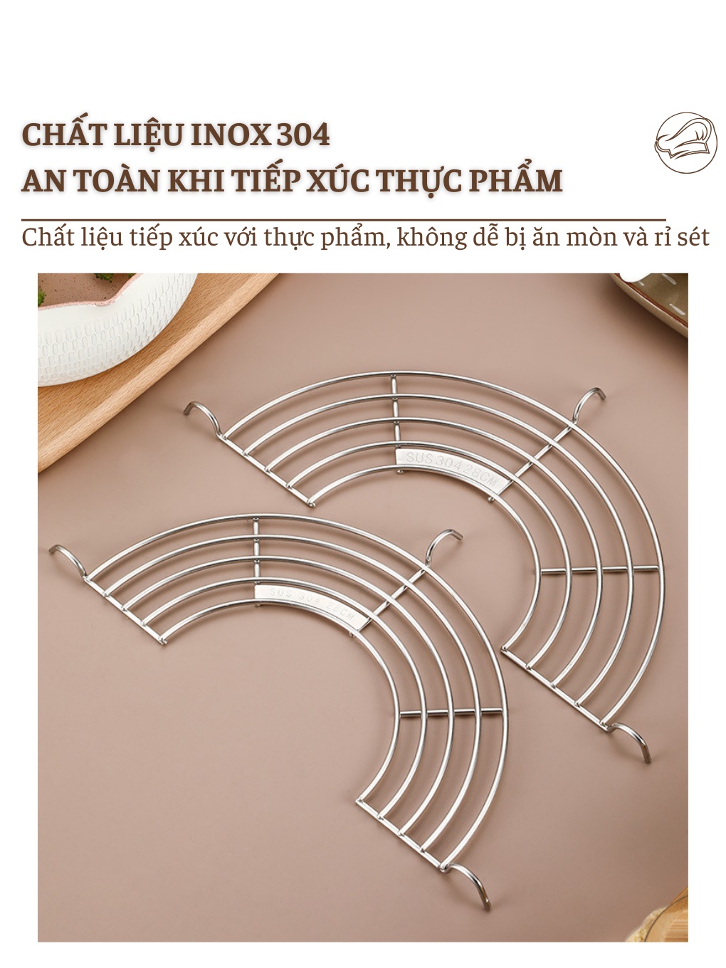 Vỉ Gác Chảo Chiên Rán Dầu Mỡ, Xửng Hấp Loại 26cm Bằng Inox