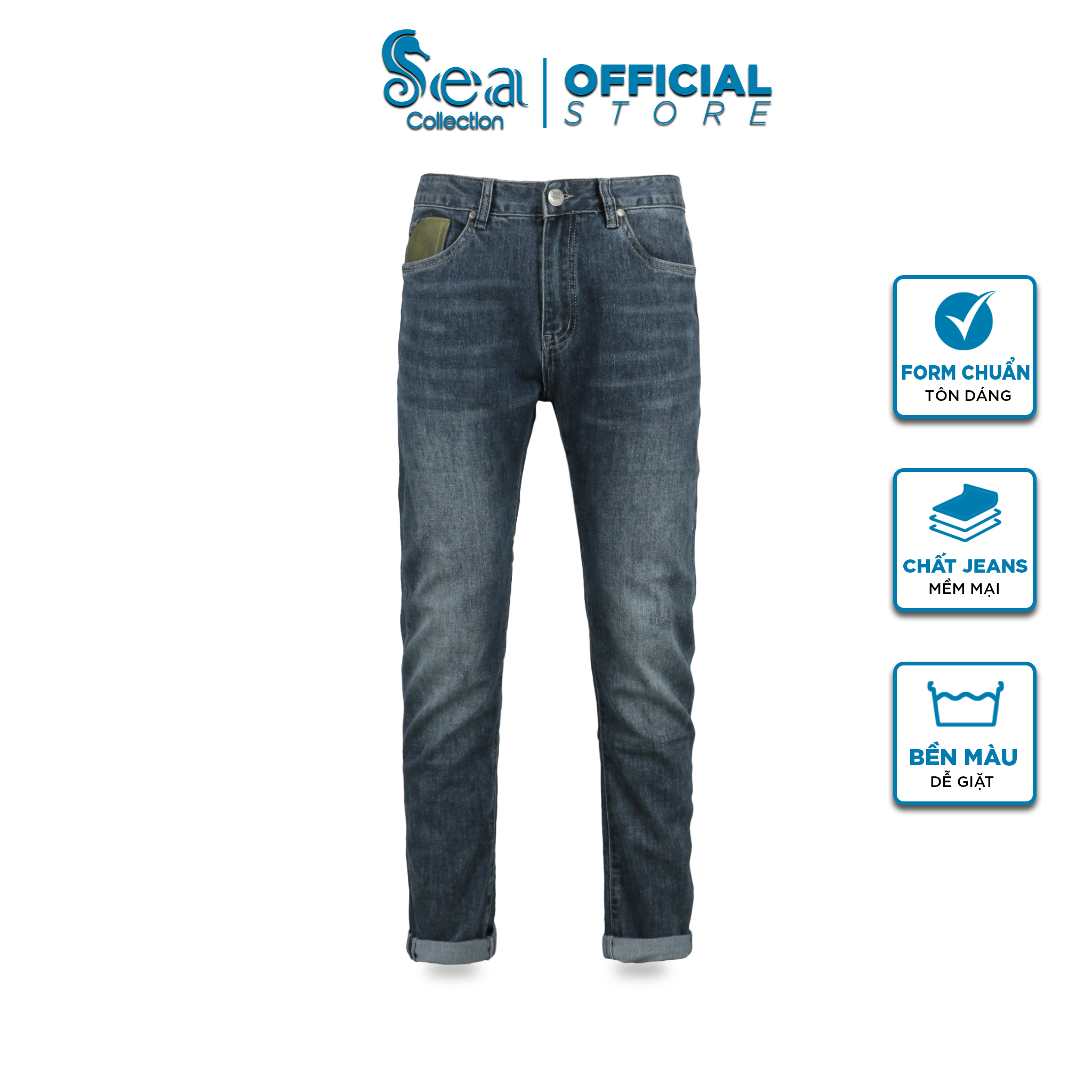 Quần Jeans Nam Sea Collection vải denim mềm mại, co giãn nhẹ, form REGULAR 8243