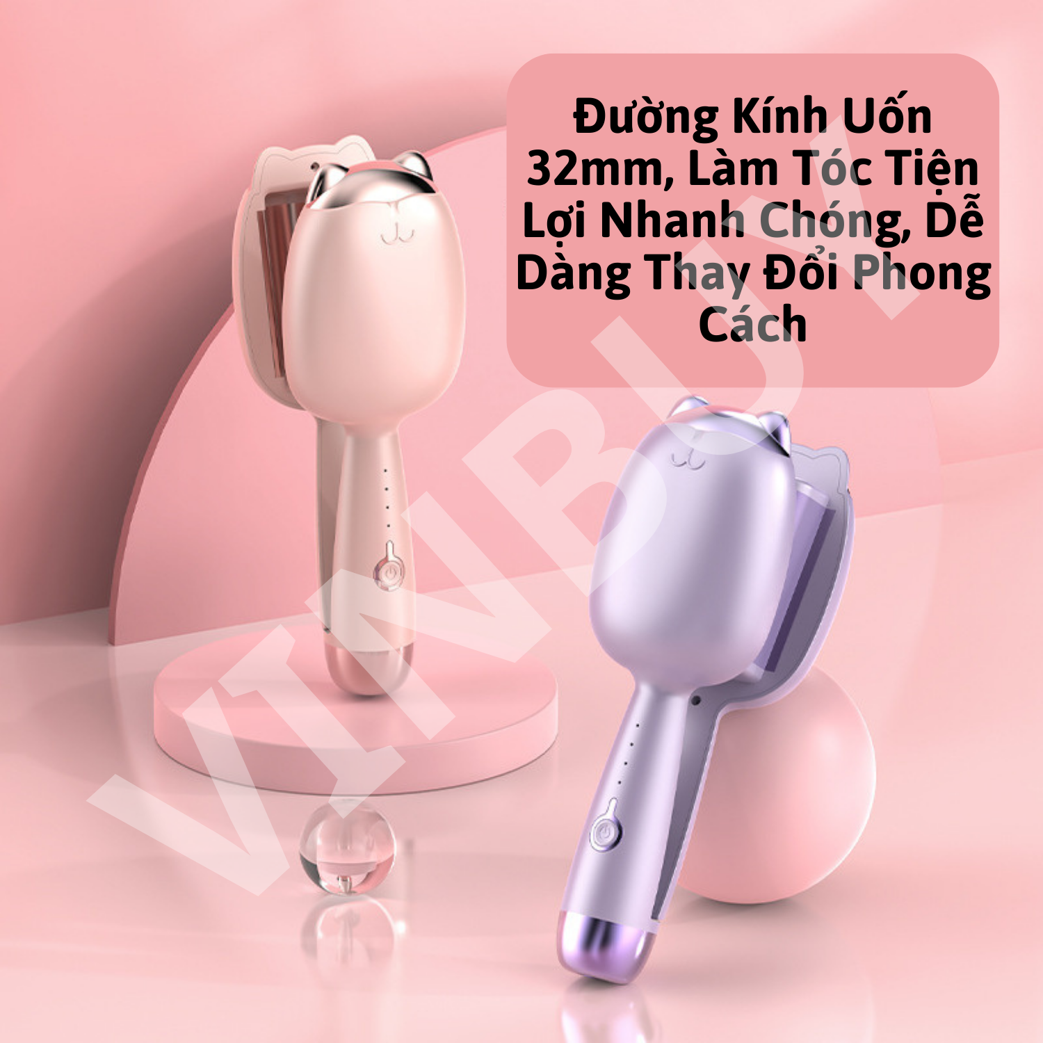 Máy Uốn Tóc Tai Mèo Đường Kính Uốn 32mm, Làm Tóc Tiện Lợi Nhanh Chóng, Dễ Dàng Thay Đổi Phong Cách - Hàng Chính Hãng