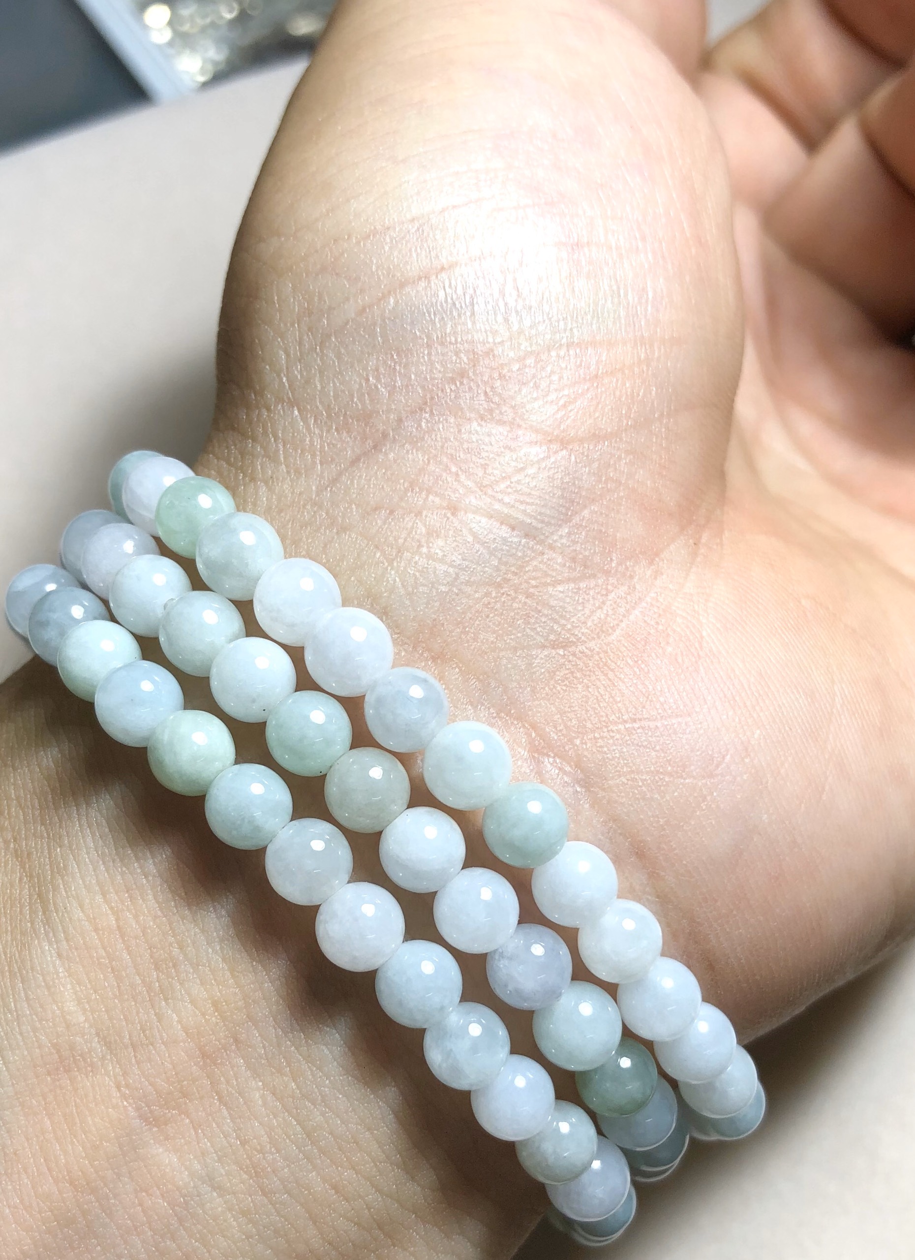 Vòng tay đá ngọc cẩm thạch quấn 3 vòng 5.7mm