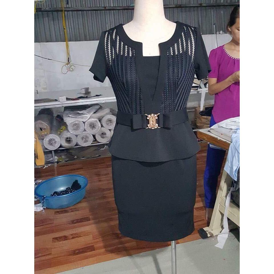 NEW ĐẦM PEPLUM ÁO LƯỚI NGOÀI VHC01