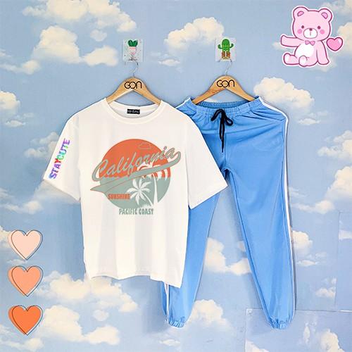 COMBO TIẾT KIỆM Set Đồ Bộ Áo Thun Tay Lửng Quần Kẻ 3Sọc, Quần Ulzzang 2 Sọc